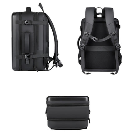 Large-capacity Waterproof Expandable Hard Shell Backpack with USB Charging Hole(162 Black)-garmade.com