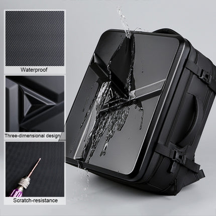 Large-capacity Waterproof Expandable Hard Shell Backpack with USB Charging Hole(161 Black)-garmade.com