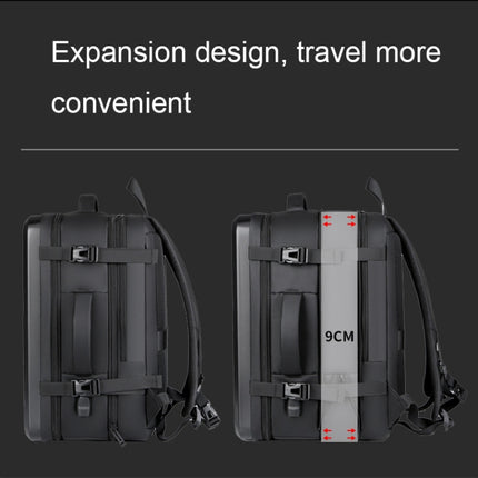 Large-capacity Waterproof Expandable Hard Shell Backpack with USB Charging Hole(162 Light Gray)-garmade.com