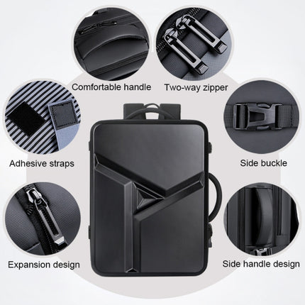 Large-capacity Waterproof Expandable Hard Shell Backpack with USB Charging Hole(161 Dark Gray)-garmade.com