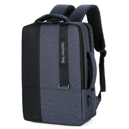 140 Large-capacity Business Commuter Laptop Backpack with USB Charging Interface(Blue)-garmade.com