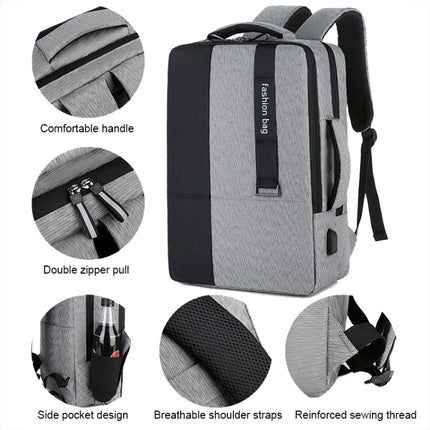 140 Large-capacity Business Commuter Laptop Backpack with USB Charging Interface(Blue)-garmade.com