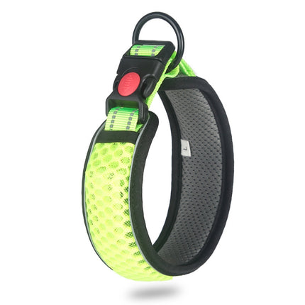 Honeycomb Net Dog Collar Neck Collar Breathable Reflective Anti-Strangle Collar XS(Fluorescent Green)-garmade.com