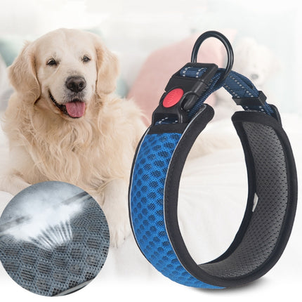 Honeycomb Net Dog Collar Neck Collar Breathable Reflective Anti-Strangle Collar S(Blue)-garmade.com
