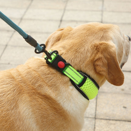 Honeycomb Net Dog Collar Neck Collar Breathable Reflective Anti-Strangle Collar L(Rose Red)-garmade.com