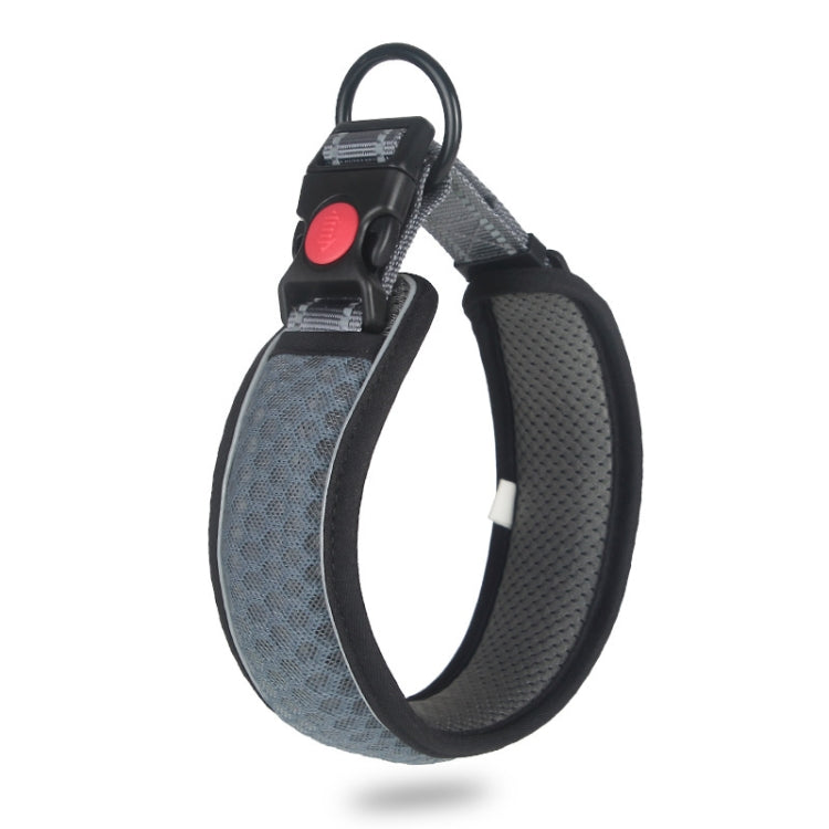Honeycomb Net Dog Collar Neck Collar Breathable Reflective Anti-Strangle Collar S(Gray)-garmade.com