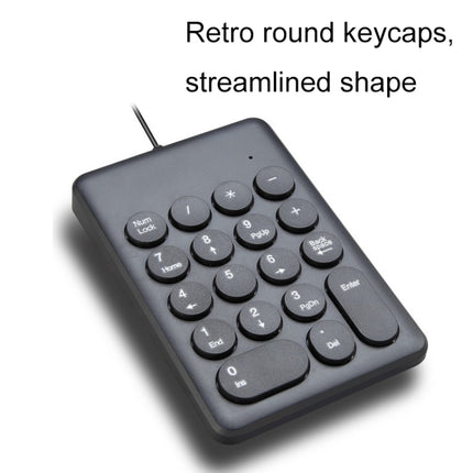 269 18 Keys Accounting Bank Wired Mini Chocolate Numeric Keypad, Cable Length: 1.25m(White)-garmade.com