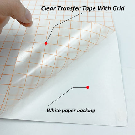 30cm x 500cm Self Adhesive Clear Lattice PVC Vinyl Positioning Transfer Film(Orange)-garmade.com