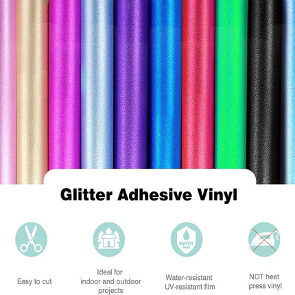 30 x 50cm Glitter Adhesive Craft Permanent Vinyl Film For Cup Wall Glass Decor(Purple)-garmade.com