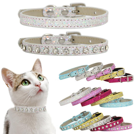 1.0 x 25cm Glitter Diamond Cat Neck Collar Decorative Supplies, Color: Diamond Gold-garmade.com