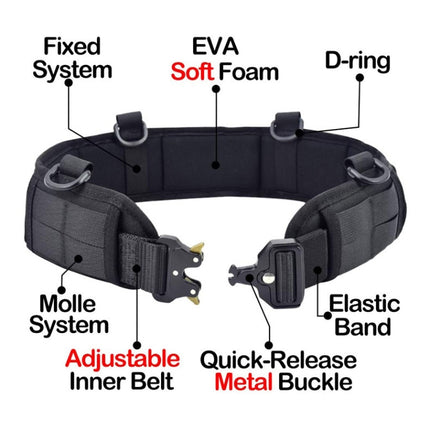 Outdoor Hunting Belt Nylon Waist Belt,Spec: Belt + Corset Black-garmade.com