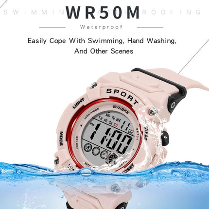 SYNOKE 9810 Multifunctional Luminous Waterproof Student Sports Watch(Pink)-garmade.com