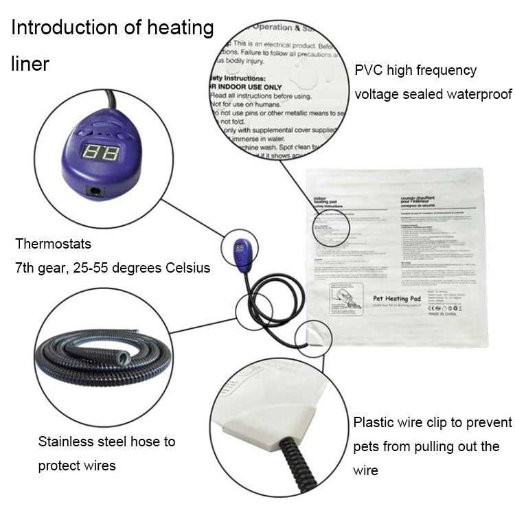 40x30cm Coffee 12V Low Voltage Multifunctional Warm Pet Heating Pad Pet Electric Blanket(EU Plug)-garmade.com