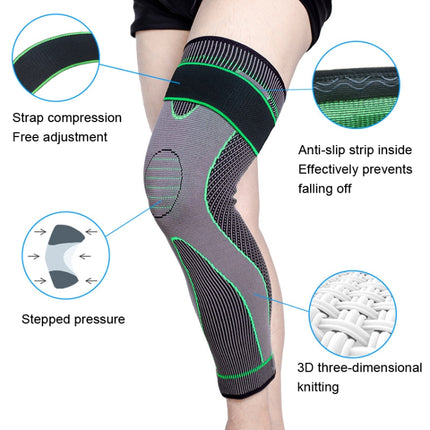 Nylon Knitted Riding Sports Extended Knee Pads, Size: L(Green Pressurized)-garmade.com