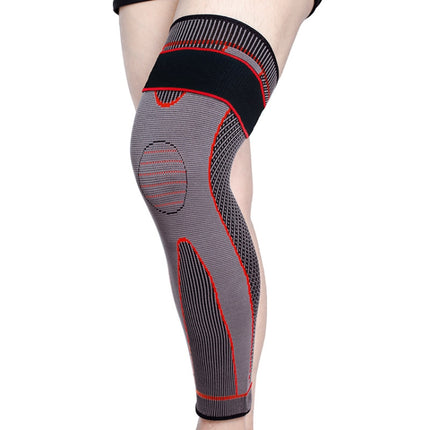 Nylon Knitted Riding Sports Extended Knee Pads, Size: M(Red Pressurized)-garmade.com