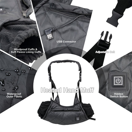 Outdoor Camping USB Heated Smart Warm Handbag(Black)-garmade.com