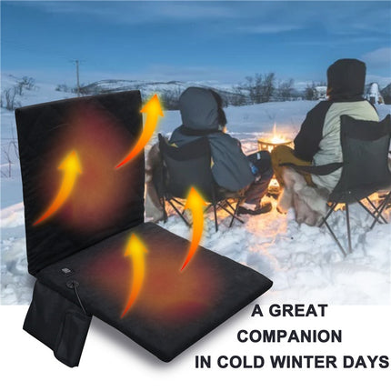 Outdoor Winter Camping Warm USB Heating Cushions With Backrest(Gray)-garmade.com
