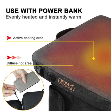 Outdoor Camping Stool USB Heating Portable Mat(Gray)-garmade.com