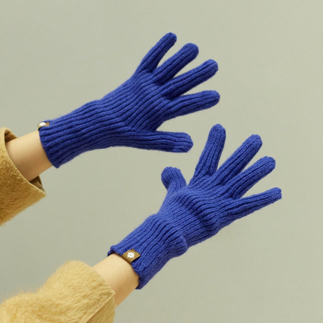 227-A0124 Wool Knit Striped Warm Touchscreen Gloves Winter Warm Cycling Gloves(Blue)-garmade.com