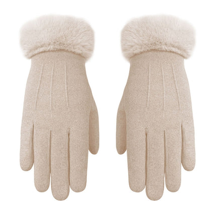WST-01 Fleece Warm Gloves Autumn and Winter Touchscreen Cycling Gloves(Khaki)-garmade.com