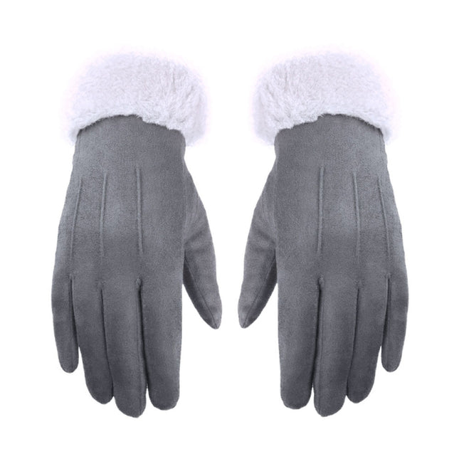 WST-01 Fleece Warm Gloves Autumn and Winter Touchscreen Cycling Gloves(Grey)-garmade.com