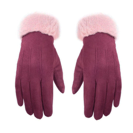 WST-01 Fleece Warm Gloves Autumn and Winter Touchscreen Cycling Gloves(Rose Red)-garmade.com