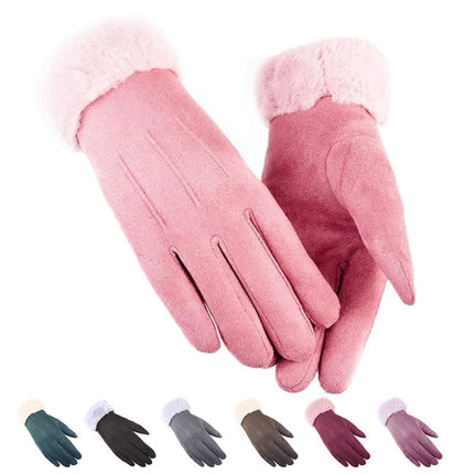 WST-01 Fleece Warm Gloves Autumn and Winter Touchscreen Cycling Gloves(Pink)-garmade.com