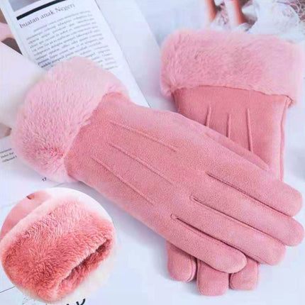 WST-01 Fleece Warm Gloves Autumn and Winter Touchscreen Cycling Gloves(Rose Red)-garmade.com