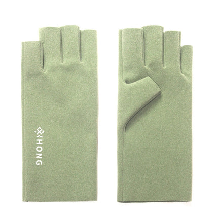WST-41 Winter Thin Flannel Warm Finger Gloves Nail Protective Gloves, Spec: Finger (Green)-garmade.com
