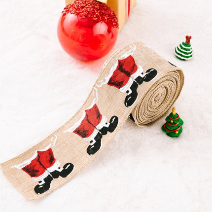 5m X 6cm Christmas Imitation Hemp Ribbon Gift Decoration Ribbon(E - Red Pants and Black Shoes)-garmade.com