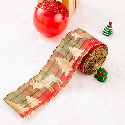 5m X 6cm Christmas Imitation Hemp Ribbon Gift Decoration Ribbon(H-Red and Green Plaid)-garmade.com