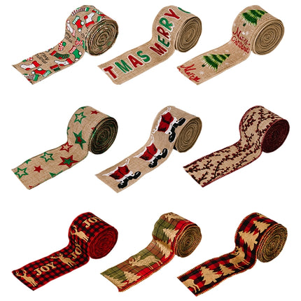 5m X 6cm Christmas Imitation Hemp Ribbon Gift Decoration Ribbon(A Socks)-garmade.com