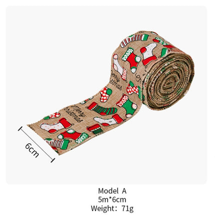 5m X 6cm Christmas Imitation Hemp Ribbon Gift Decoration Ribbon(A Socks)-garmade.com