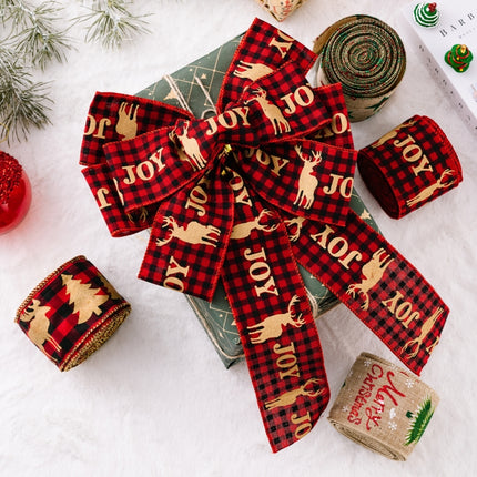 5m X 6cm Christmas Imitation Hemp Ribbon Gift Decoration Ribbon(F-Red Fruit)-garmade.com