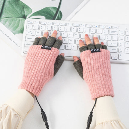 Winter USB Rechargeable Heated Half Finger Gloves, Size: Free Size(Blue)-garmade.com