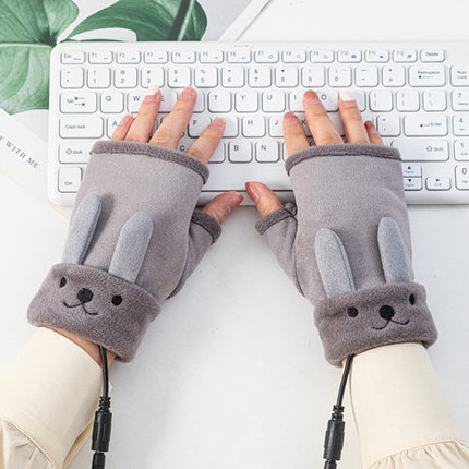 Winter USB Rechargeable Heated Half Palm Adult Gloves, Size: Free Size(Gray)-garmade.com