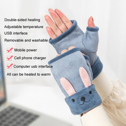 Winter USB Rechargeable Heated Half Palm Adult Gloves, Size: Free Size(Brown)-garmade.com