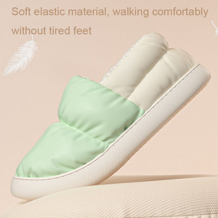 Winter Home Waterproof Thick-soled Cotton Shoes Plush Warm Cotton Slippers, Size: 38-39(White)-garmade.com