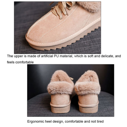 C12 Autumn and Winter Plush Warm Lace-up Snow Boots Casual Cotton Shoes, Size: 37(Beige)-garmade.com