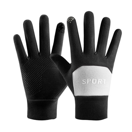 1 Pair Women Winter Thick Outdoor Cold and Windproof Warm Gloves One Size(Black)-garmade.com