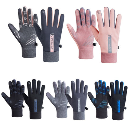 1 Pair Velvet and Thick Cycling Windproof and Cold Warm Gloves, Style: Female Version (Grey)-garmade.com