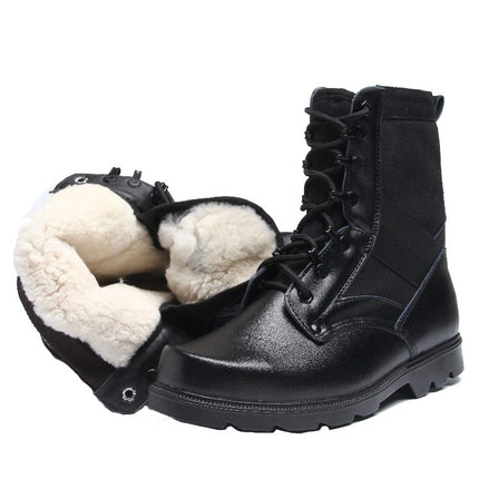 07-005 Winter Outdoor Sports Mountaineering Non-slip Warm Boots, Spec: Leather Wool(36)-garmade.com