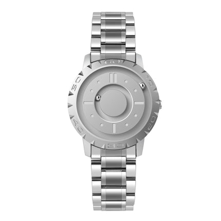 EUTOUR E030 Magnetic Ball Men Bezel-Free Design Watch(Silver Steel Strip)-garmade.com