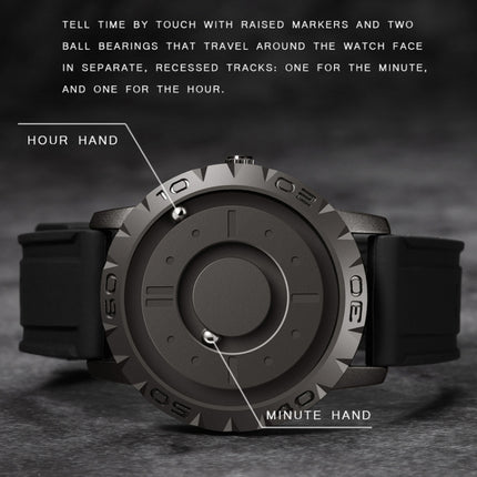 EUTOUR E030 Magnetic Ball Men Bezel-Free Design Watch(Black Steel Strip)-garmade.com