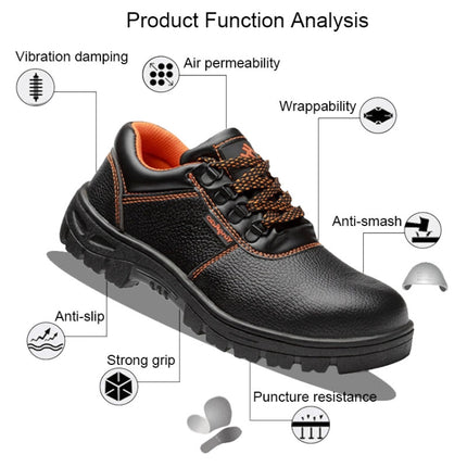 215 Microfiber Leather Anti-puncture Wear-resistant Work Shoes Smash-proof Oil-resistant Safety Shoes, Spec: Low-top (44)-garmade.com