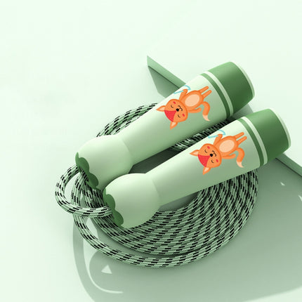 Wooden Handle Adjustable Jump Rope For Children Green Fox (Cotton Rope)-garmade.com