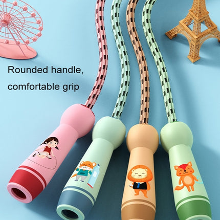 Wooden Handle Adjustable Jump Rope For Children Green Fox (Cotton Rope)-garmade.com