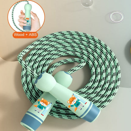 Wooden Handle Adjustable Jump Rope For Children Green Fox (Bamboo Rope)-garmade.com
