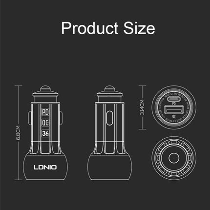 LDNIO C1 36W PD + QC 3.0 Car Fast Charger High Power Smart USB Car Charger with USB-C/Type-C Cable-garmade.com