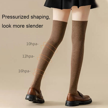 Autumn and Winter Skin-friendly Combed Cotton Compression Stockings(Ginger)-garmade.com